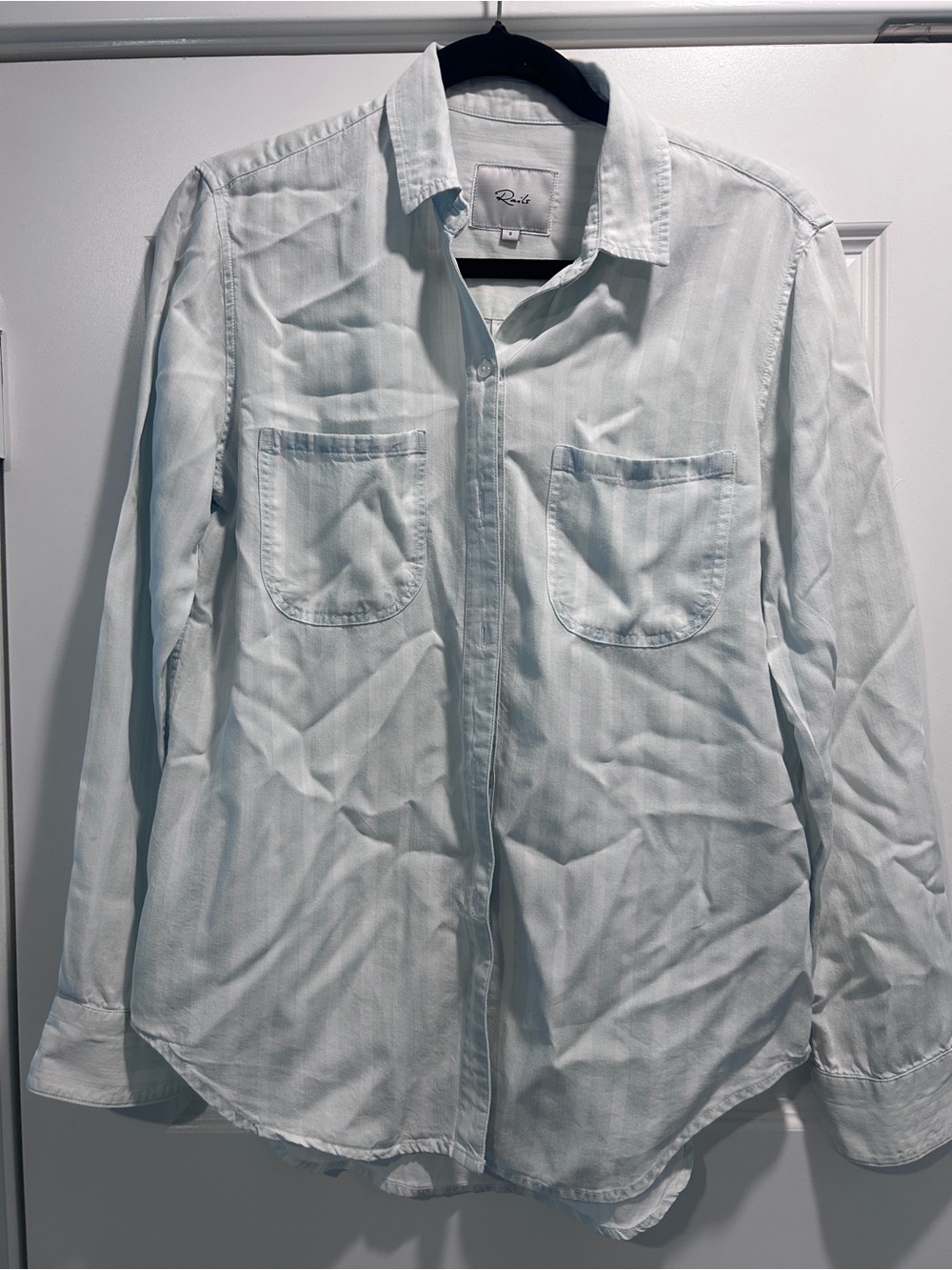 Rails Carter Button Down Shirt Vermont Stripe Light Blue Size Small